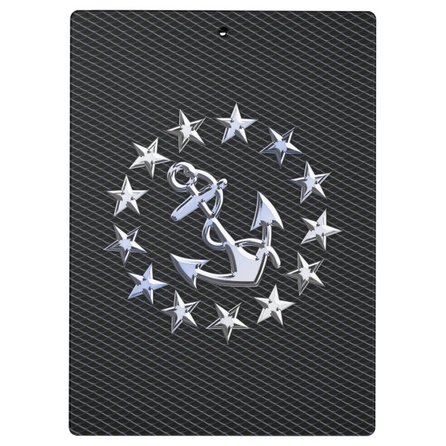 Chrome Yacht Naval Flag on Automotive Grille Print Clipboard (Back)