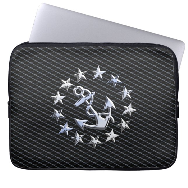 Chrome Yacht Naval Flag on Automotive Grille Print Laptop Sleeve (Front)