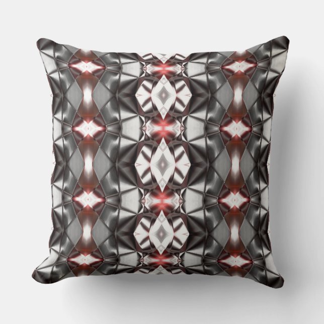 Chromed black grey to ruby rapport, virtual shapes cushion (Front)