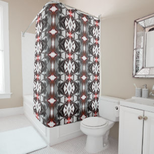 Chromed black to 'ruby' rapport, virtual shapes shower curtain