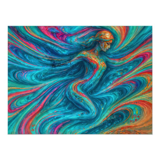 “Chromisca” - Fluid Enchantress Portrait Poster (Front)
