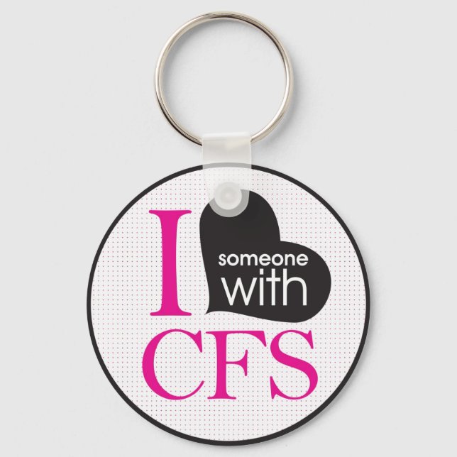 Chronic Fatigue Awareness (pink and black) Key Ring (Front)