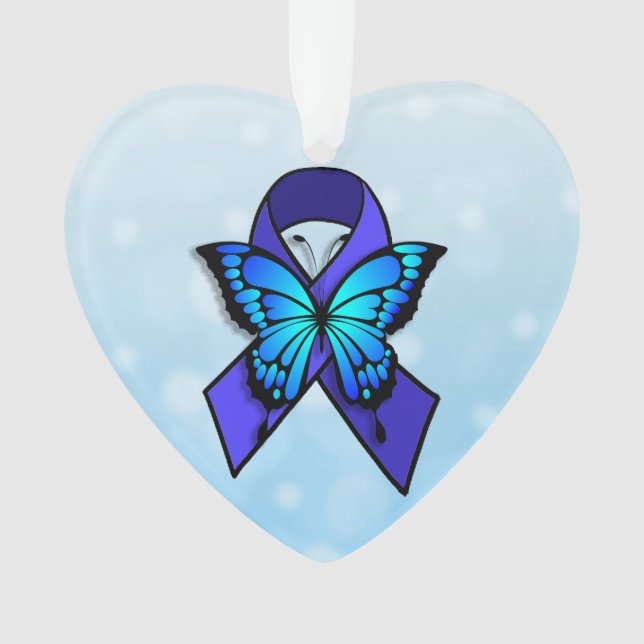 Chronic Fatigue Ribbon and Butterfly Christmas Ornament (Front)