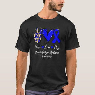 Chronic Fatigue Syndrome CFS Peace Love Hope Blue  T-Shirt