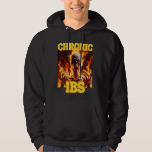 Chronic IBS Funny Cringe Hard Skeleton Meme Flames Hoodie