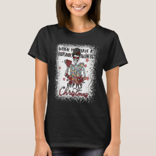 Chronic Illness Christmas Skeleton Messy Bun Fibro T-Shirt