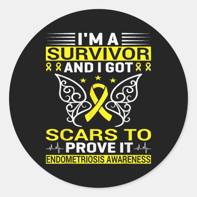 Chronic Illness Endo Warrior Endometriosis Awarene Classic Round Sticker (Front)