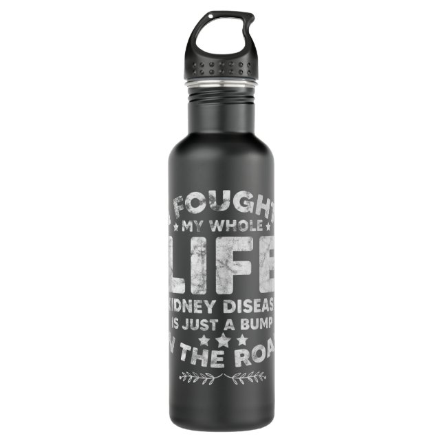 Chronic Kidney Disease Awareness Green Ribbon CKD  710 Ml Water Bottle (Front)