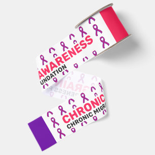 Chronic Migraine Awareness Pattern Ribbon Grosgrain Ribbon
