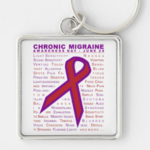 Chronic Migraine - Symptoms & Ribbon Keychain