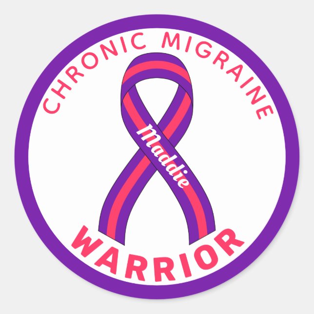 Chronic Migraine Warrior White Round Sticker (Front)