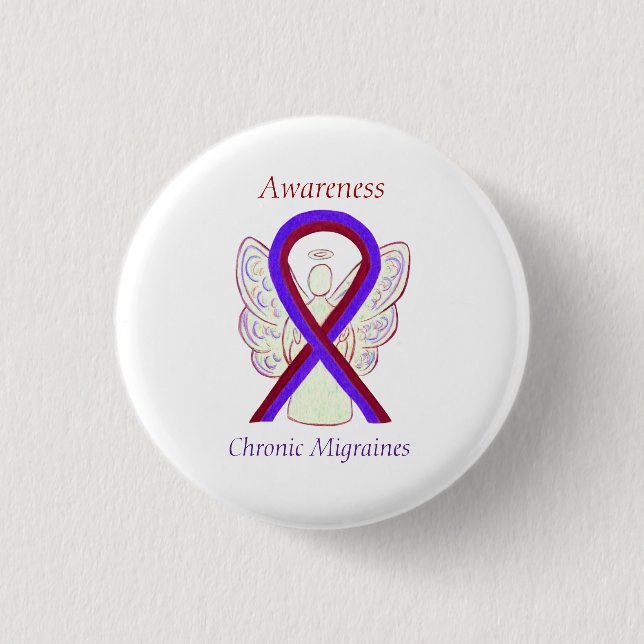 Chronic Migraines Awareness Ribbon Angel Buttons (Front)