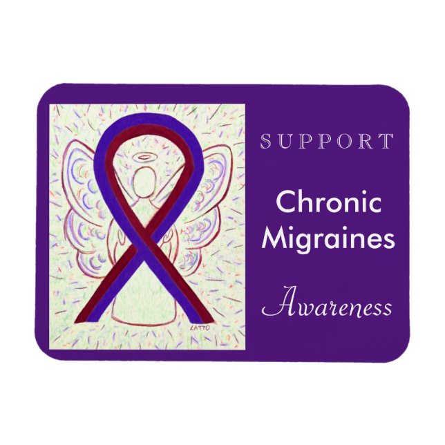 Chronic Migraines Awareness Ribbon Angel Magnet (Horizontal)