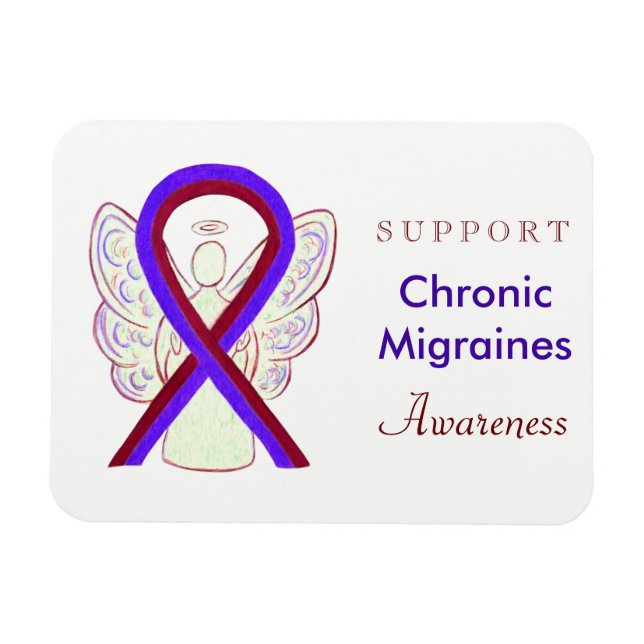 Chronic Migraines Awareness Ribbon Angel Magnets (Horizontal)