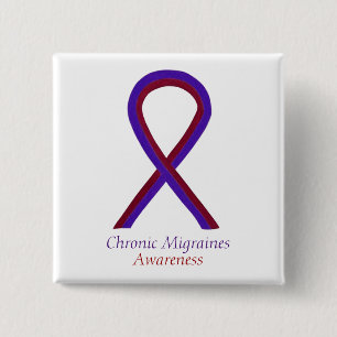 Chronic Migraines Awareness Ribbon Button Pins