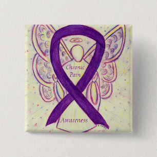 Chronic Pain Awareness Angel Ribbon Art Pin