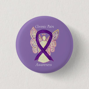 Chronic Pain Awareness Angel Ribbon Art Pin
