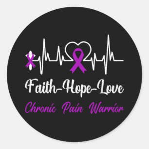 Chronic Pain Awareness Heartbeat Christian Cross P Classic Round Sticker