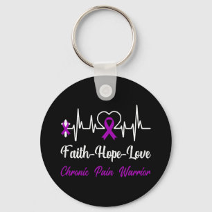 Chronic Pain Awareness Heartbeat Christian Cross P Key Ring