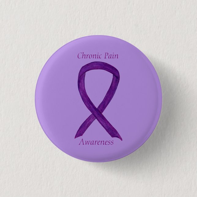 Chronic Pain Awareness Ribbon Custom Art Pin (Front)