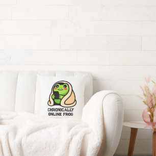 chronically online Frog Funny Meme Cushion