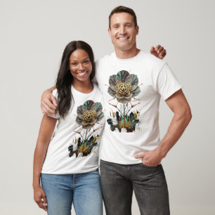Chrono-Flora: The Mechanical Soul of Nature T-Shirt