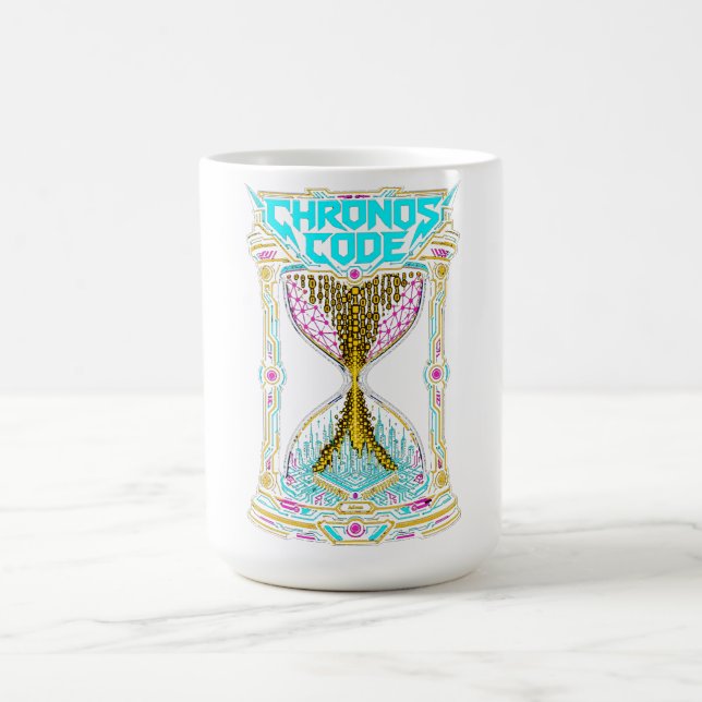 Chronos Code Hourglass Cyberpunk Graphic Men's T-S Coffee Mug (Center)