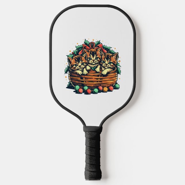 Chrsitma Kittens American Bobtail Christmas Orname Pickleball Paddle (Front)