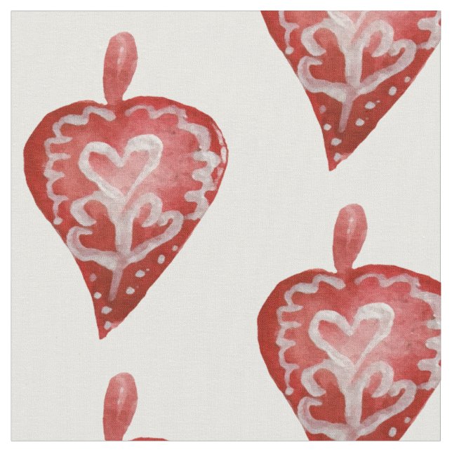 Chrsitmas Toys Red hearts Fabric (Close Up)