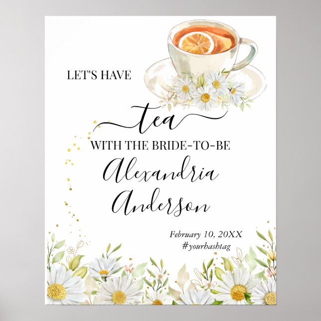 Chrysanthe Greenery Tea Bridal Shower Welcome Sign (Front)