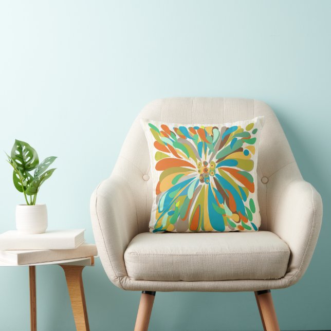 Chrysanthemum Abstract Colourful Floral Cushion (Chair)