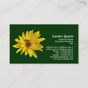 Chrysanthemum and Hover Fly - Dark Green Business Card