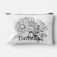 Chrysanthemum Black Line Drawing with Your Name 