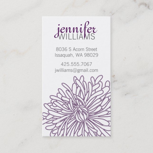 Chrysanthemum Blossom Calling Card (Front)