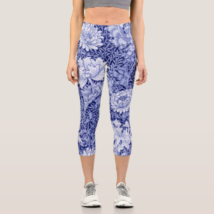 Chrysanthemum Blue, William Morris Capri Leggings