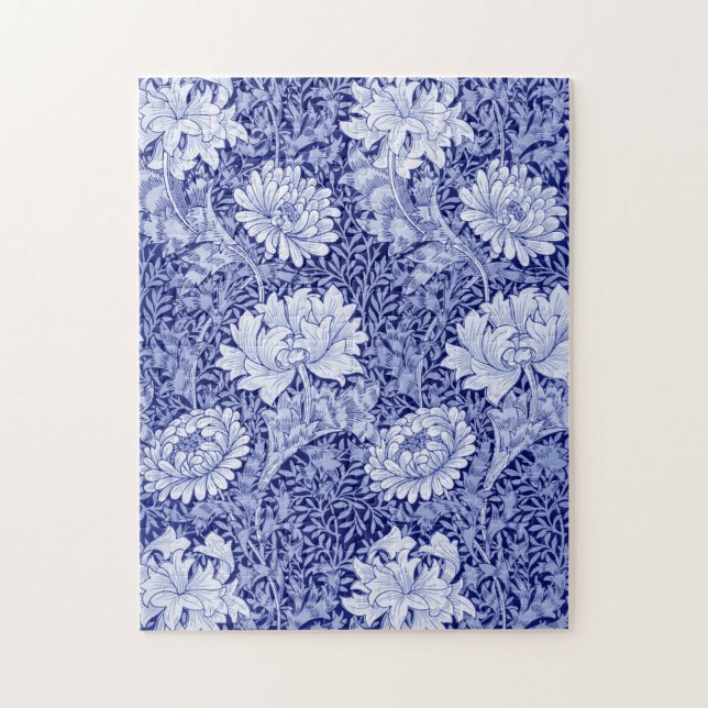 Chrysanthemum Blue, William Morris Jigsaw Puzzle (Vertical)