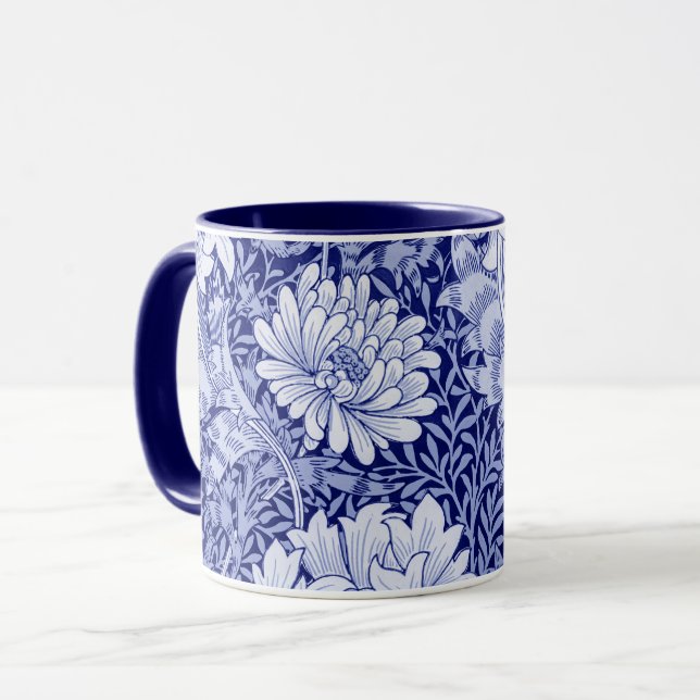 Chrysanthemum Blue, William Morris Mug (Front Left)