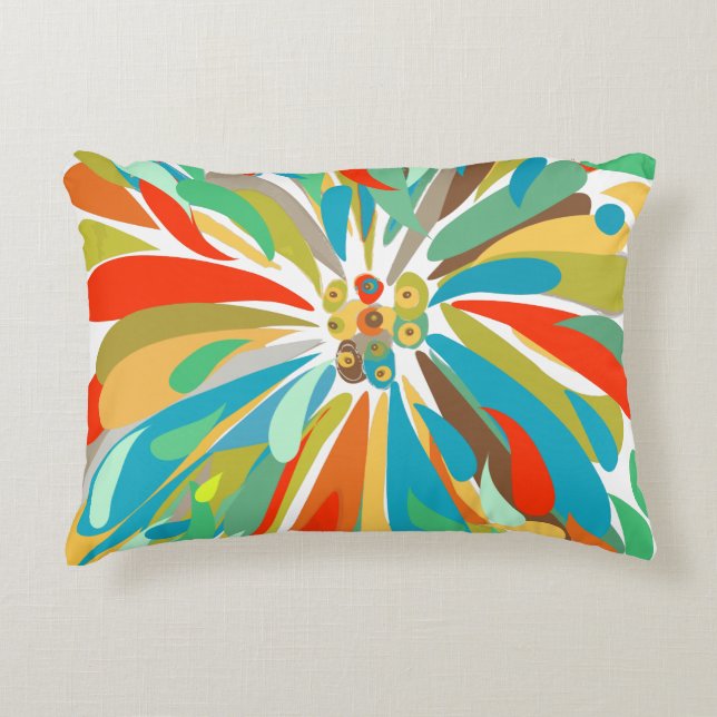 Chrysanthemum Bold Colourful Floral Decorative Cushion (Front)
