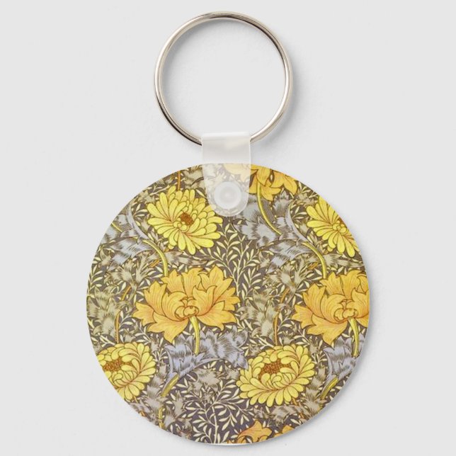 chrysanthemum by William Morris Key Ring (Front)
