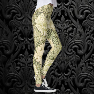 Chrysanthemum by William Morris, Vintage Art Leggings