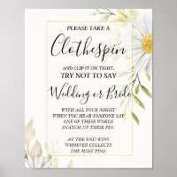 Chrysanthemum Clothespin bridal shower game sign