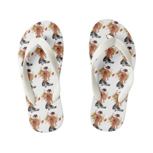 Chrysanthemum Cute Japanese Flower Lady Floral Kid's Flip Flops