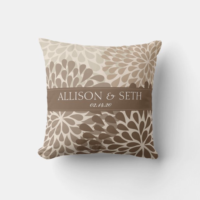 Chrysanthemum (Dachshund Brow) Wedding Shower Gift Cushion (Front)