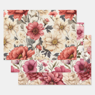 Chrysanthemum Daisy Florals Vintage Art Decoupage Wrapping Paper Sheet