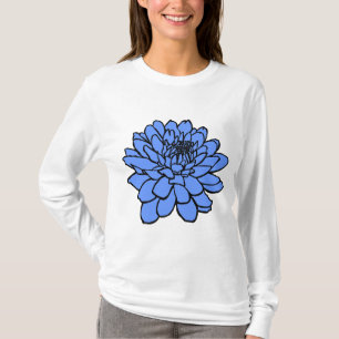 Chrysanthemum Drawing - Black and Baby Blue T-Shirt