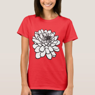 Chrysanthemum Drawing - Black and White T-Shirt