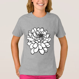 Chrysanthemum Drawing - Black and White T-Shirt