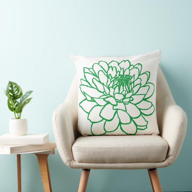 Chrysanthemum Drawing - Grass Green on White Cushion (Chair)