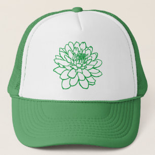 Chrysanthemum Drawing - Grass Green Trucker Hat