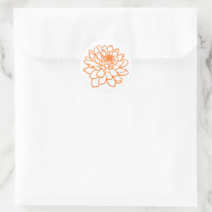 Chrysanthemum Drawing - Orange on White Classic Round Sticker